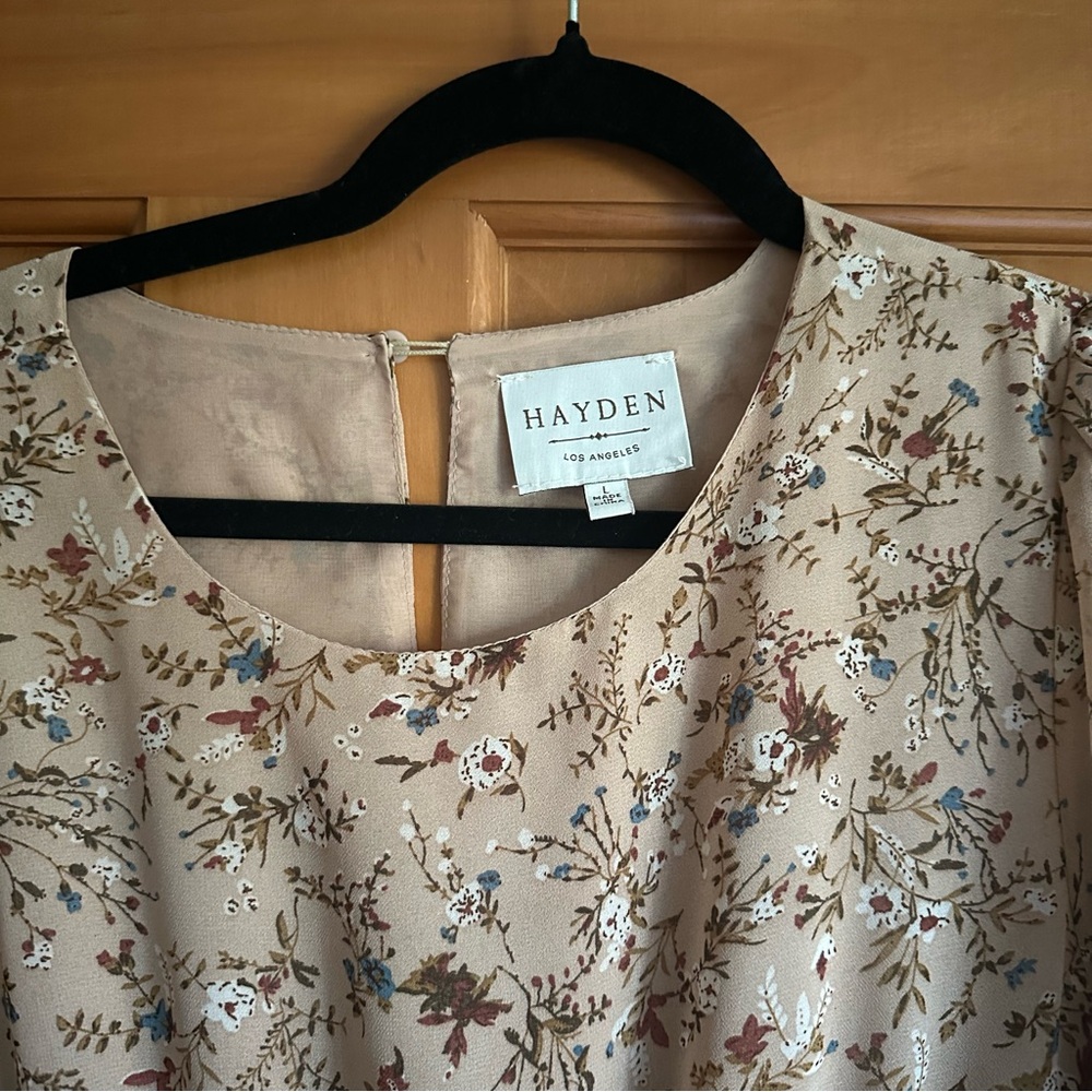 Pinkblush Floral Pleated Midi Dress - Beige - Picture 2 of 5